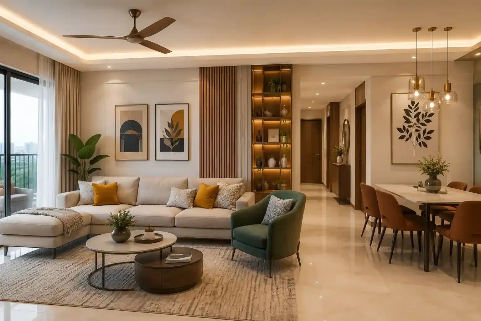 3BHK apartment interiors of young couple Snigdha and Arun