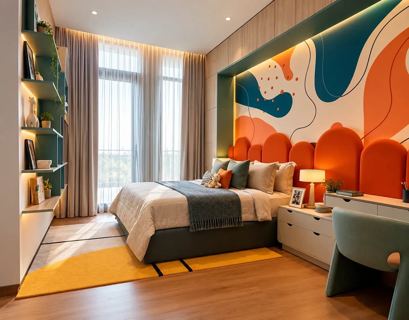 Boys Room Design with Study Table & Smart Storage Ideas