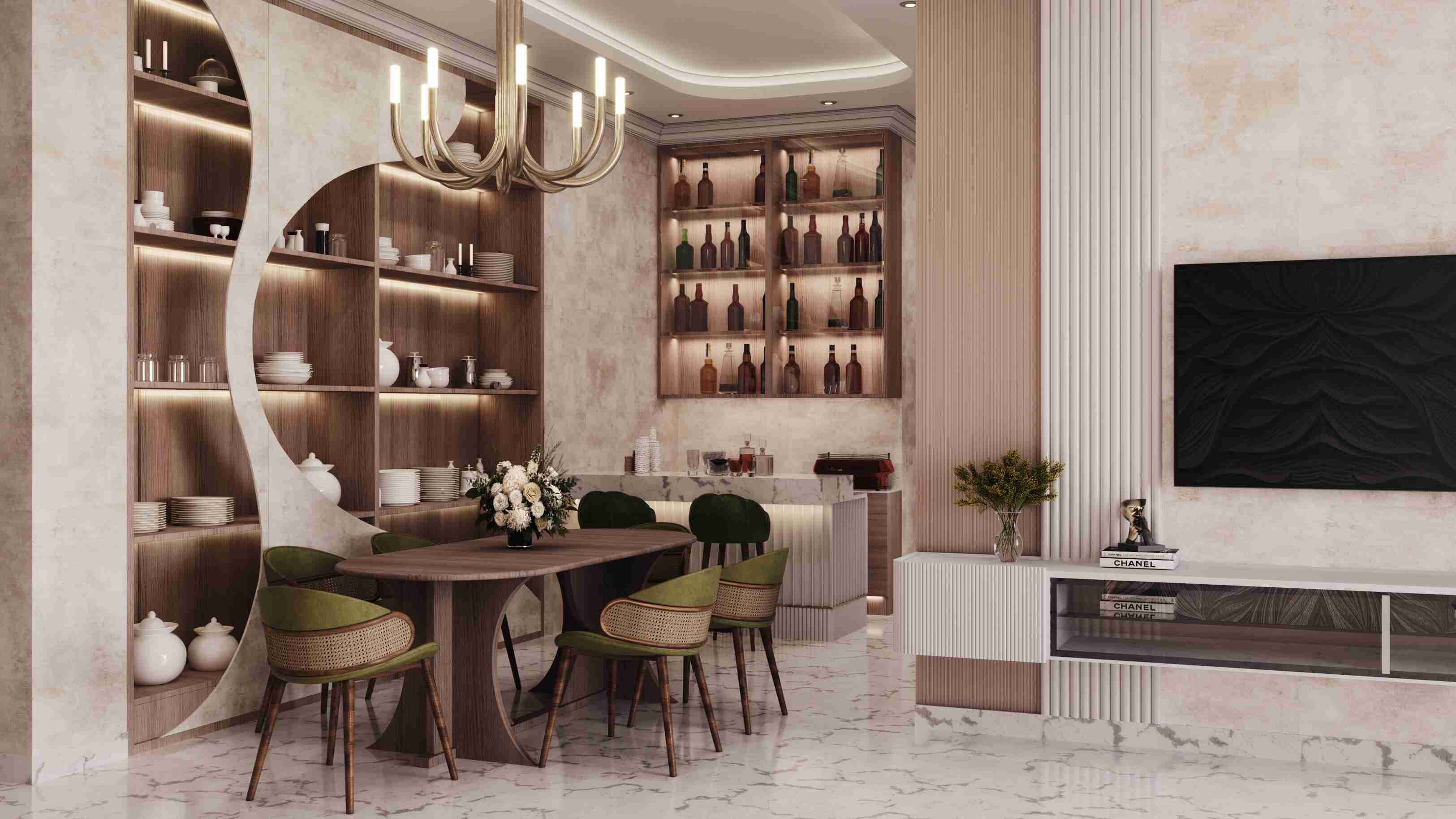 Elegant dining interior with modern design