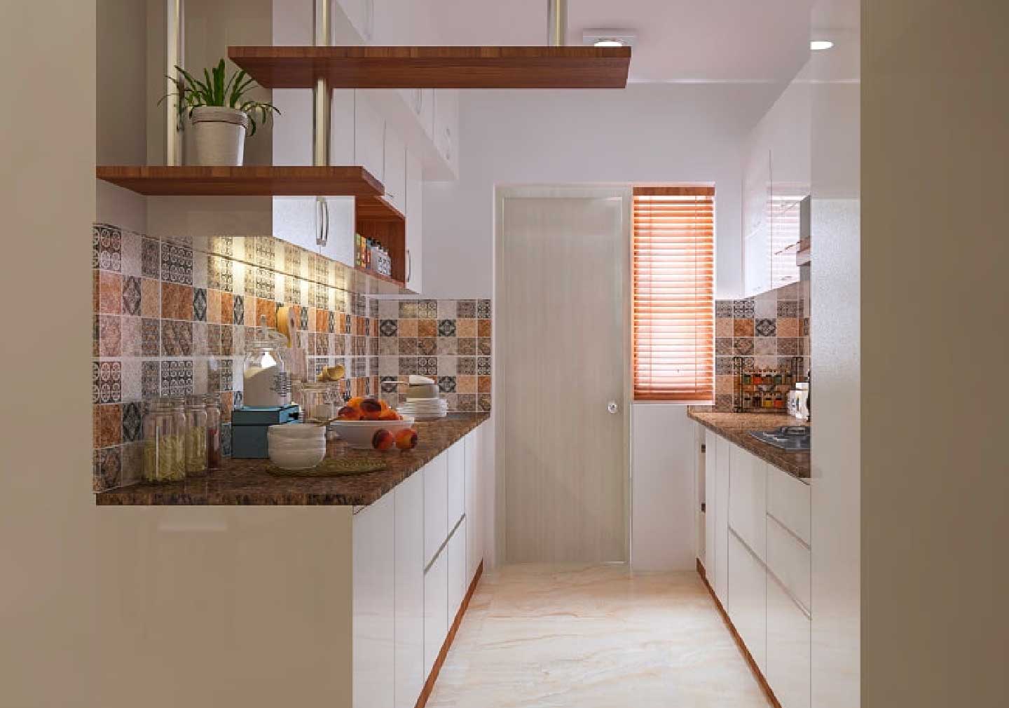 Mixed Pattern Backsplash with Kitchen Tiles design