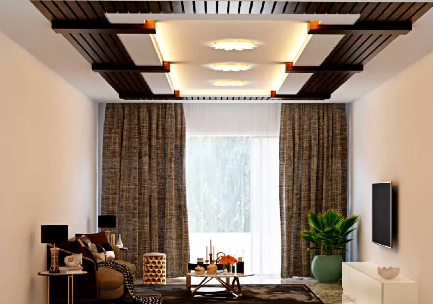 Wooden false ceiling deals design