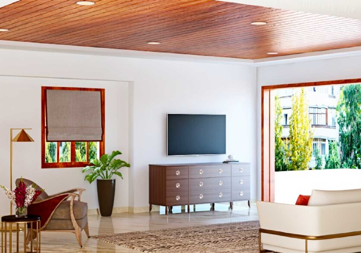 Wooden false deals ceiling design