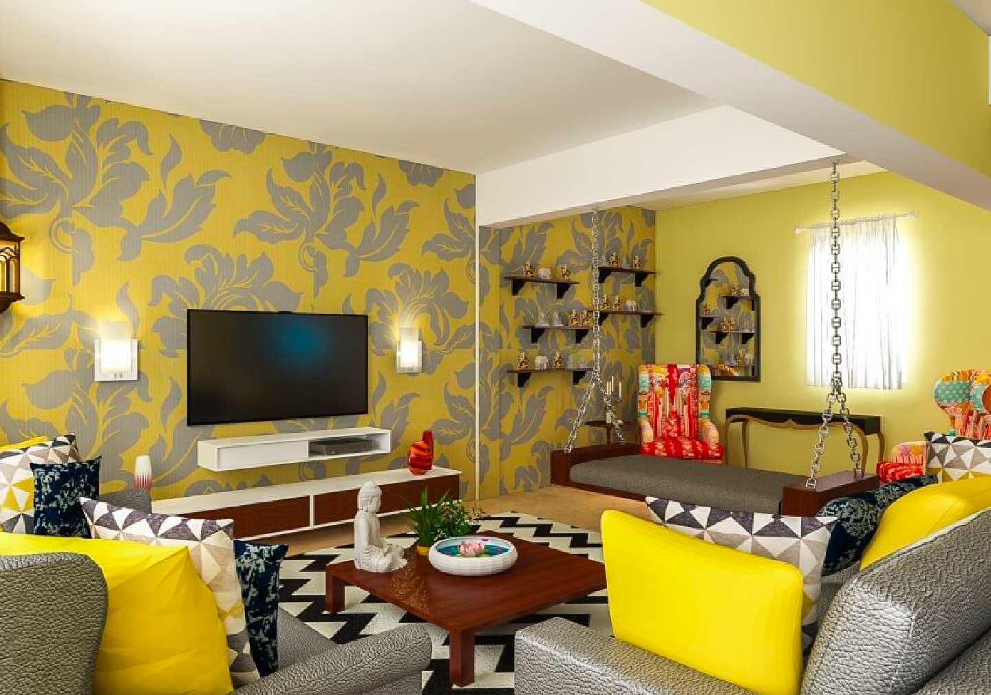 Wallpaper or paint for your Living Room Design