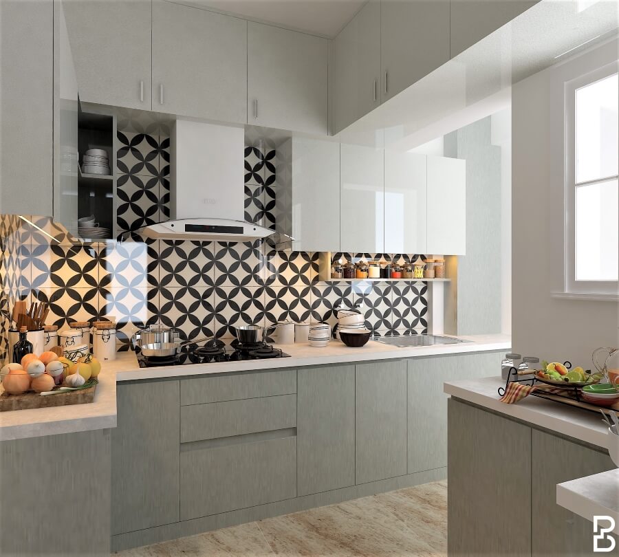 Monochrome Wall Patterns with Kitchen Tiles