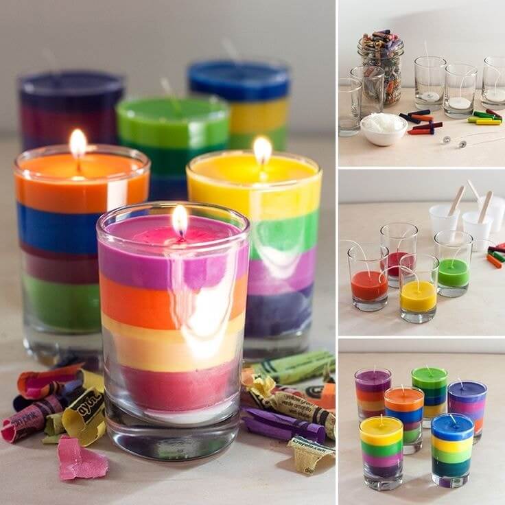 Layered colored candle making methods