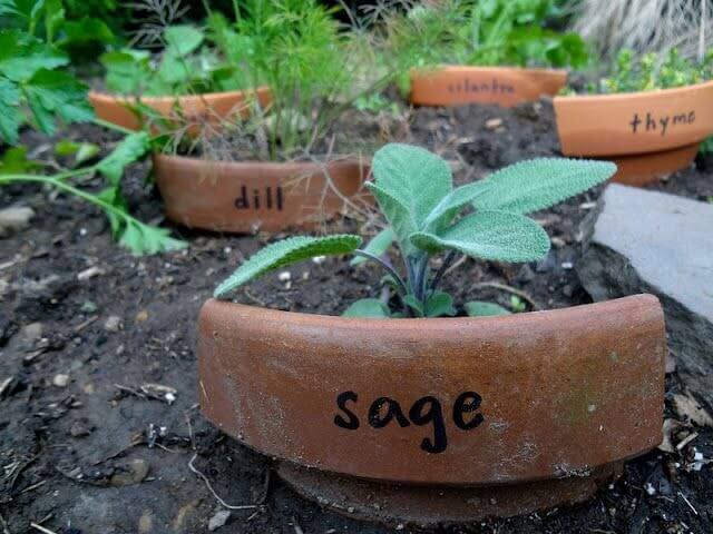 8. Plant marker with broken pots