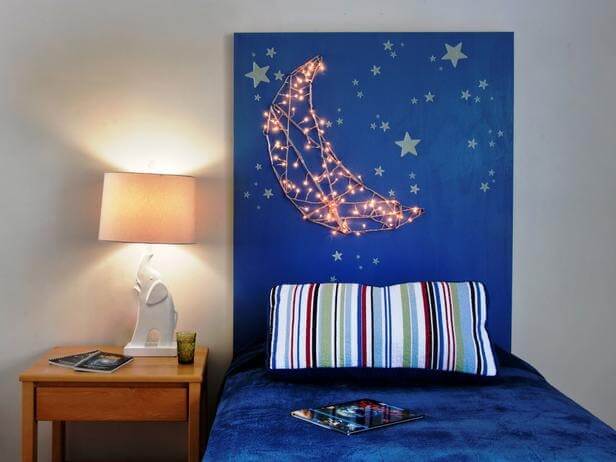 Creative headboard with moon and stars
