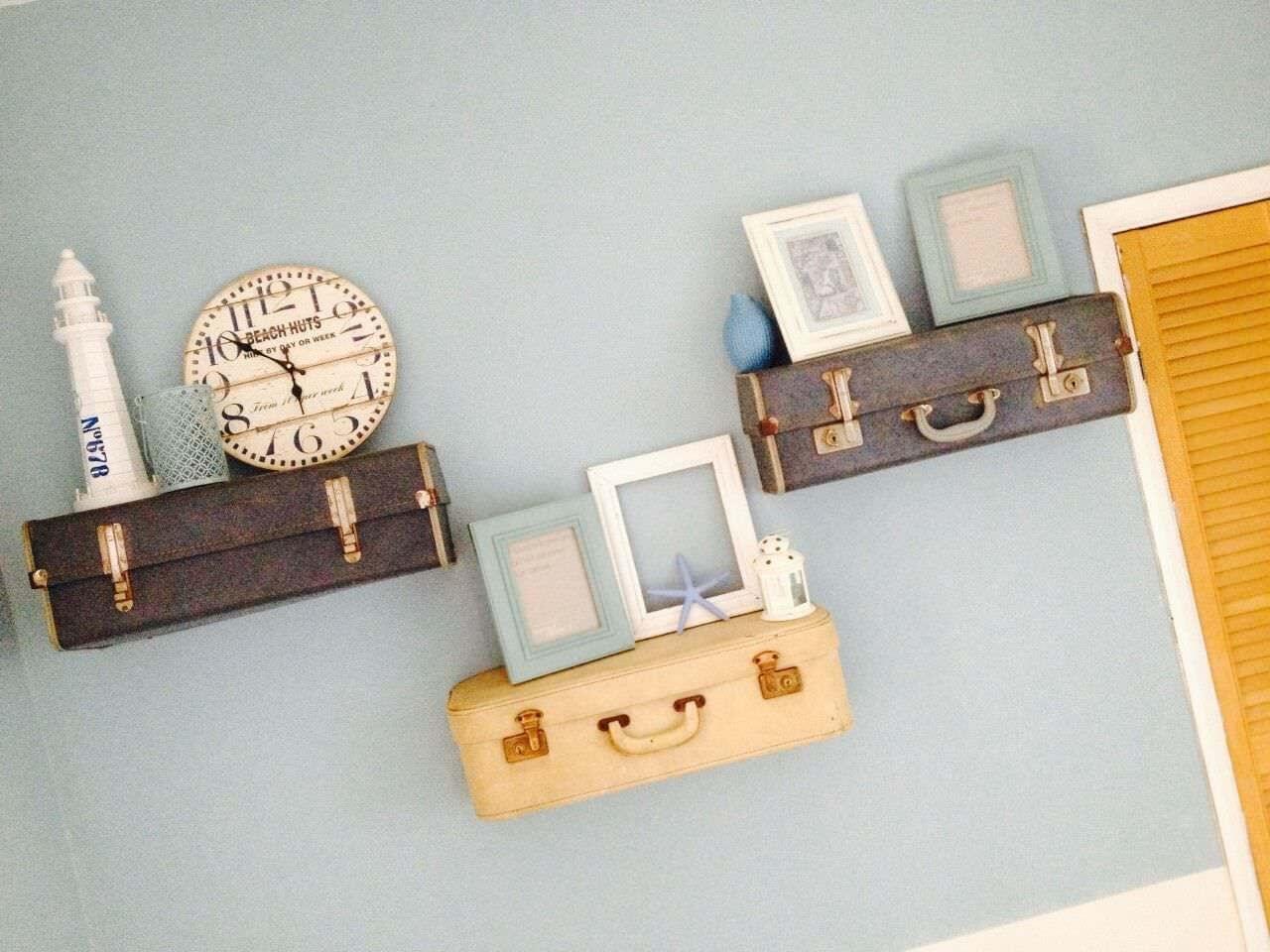 Vintage suitcase shelves