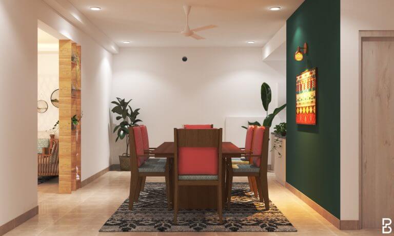 Themed and Bold Colored Dining Room Interior