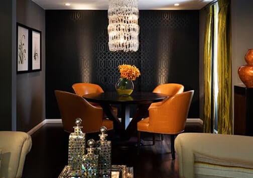 graphic-black-wallpaper - Dining room design ideas