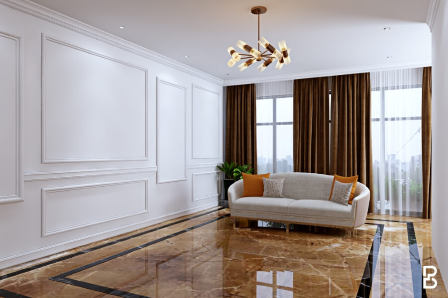 Luxury Living Room Marble Floor Design