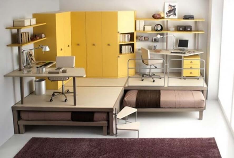 modern-style-kids-bedroom-inspirations-yellow-closets-wardrobe