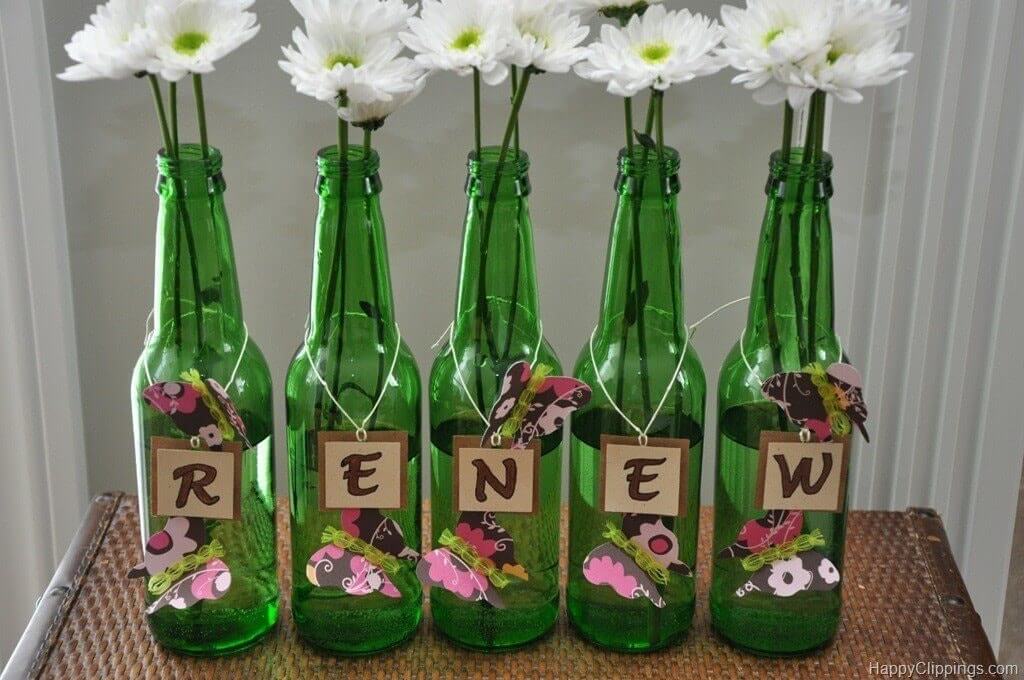 Wine bottle flower vase ideas - Bottle the flowers