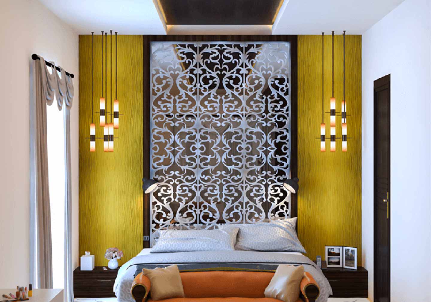 Headboard to Ceiling - Bedroom Interior Design