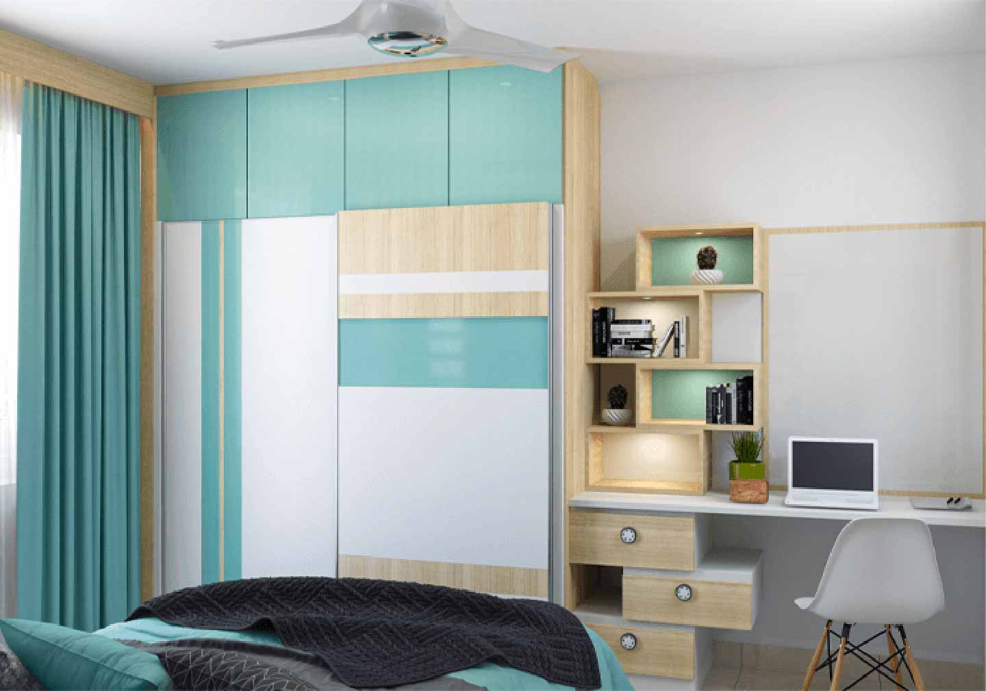 Study cum Bedroom - Bedroom Interior Design