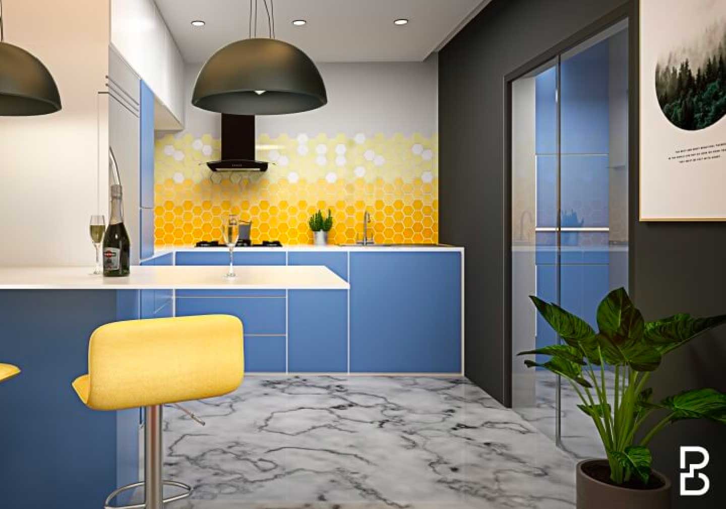 Bold Coloured Kitchen Interiors - Kitchen Interior Design for 2023