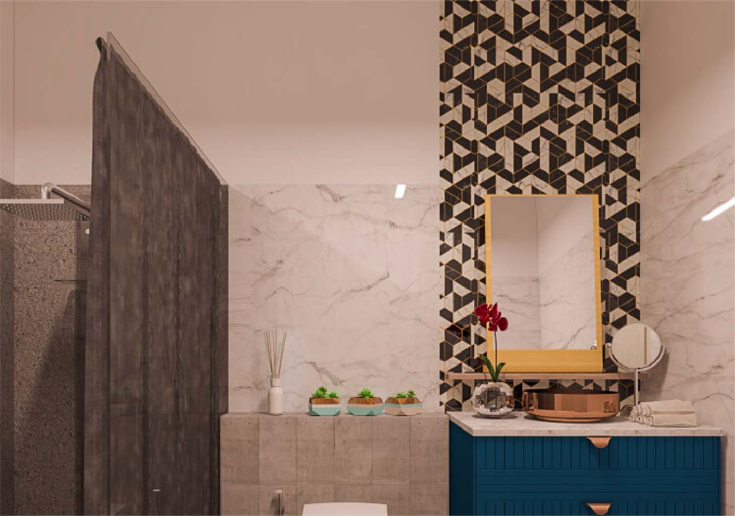 Use of Tiles or Concrete - Bathroom Interior Design