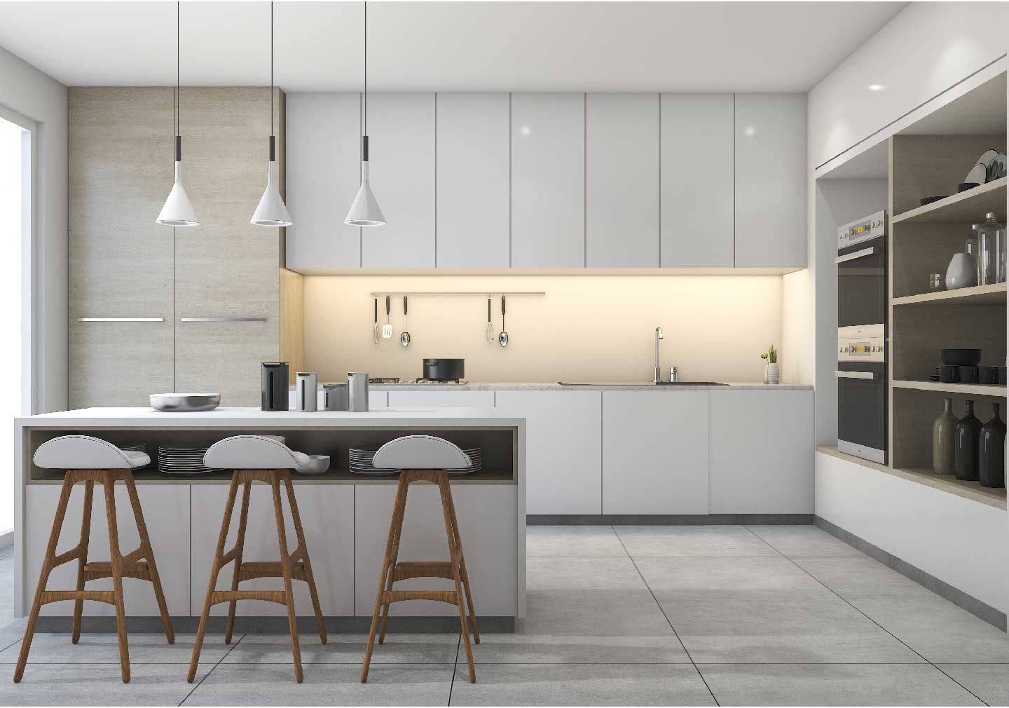 white colored kitchen interior design ideas