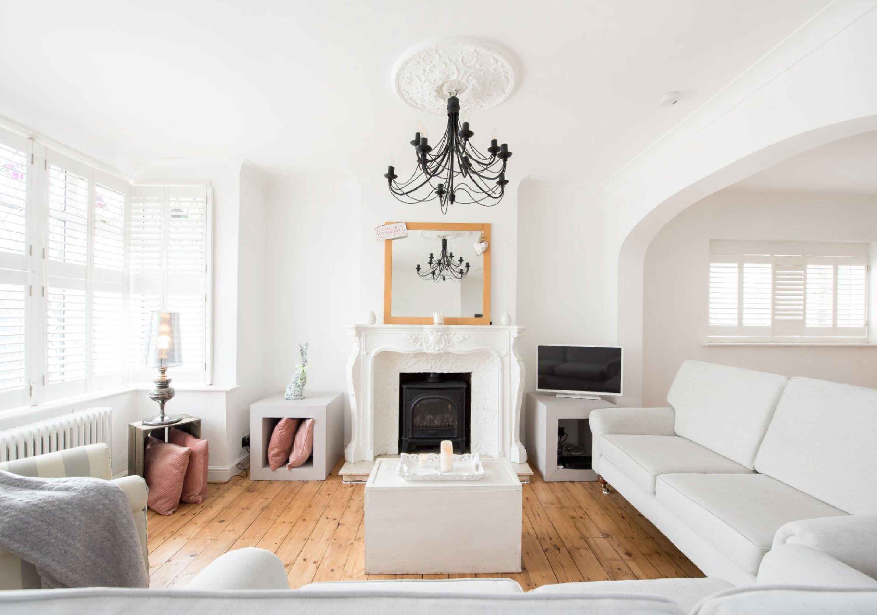 living room with white wall