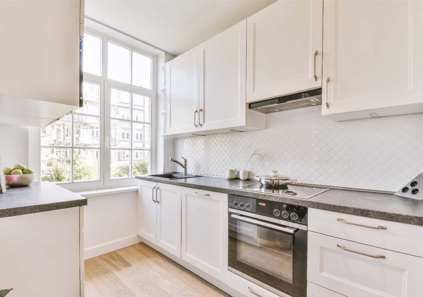 white colored kitchen interior design