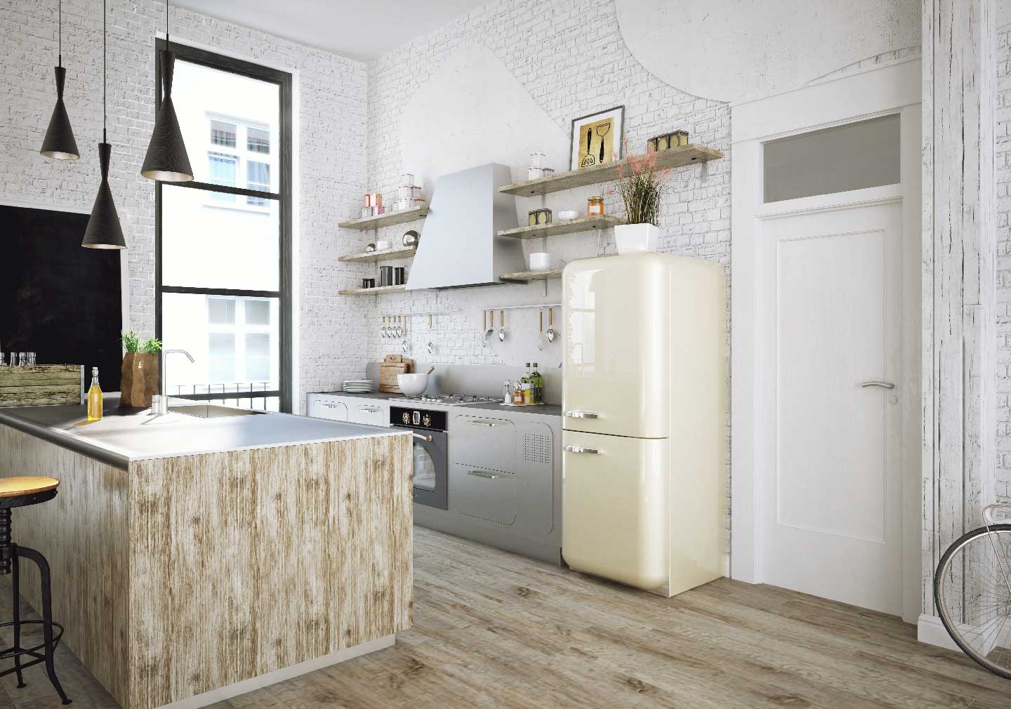 white colored kitchen interior design