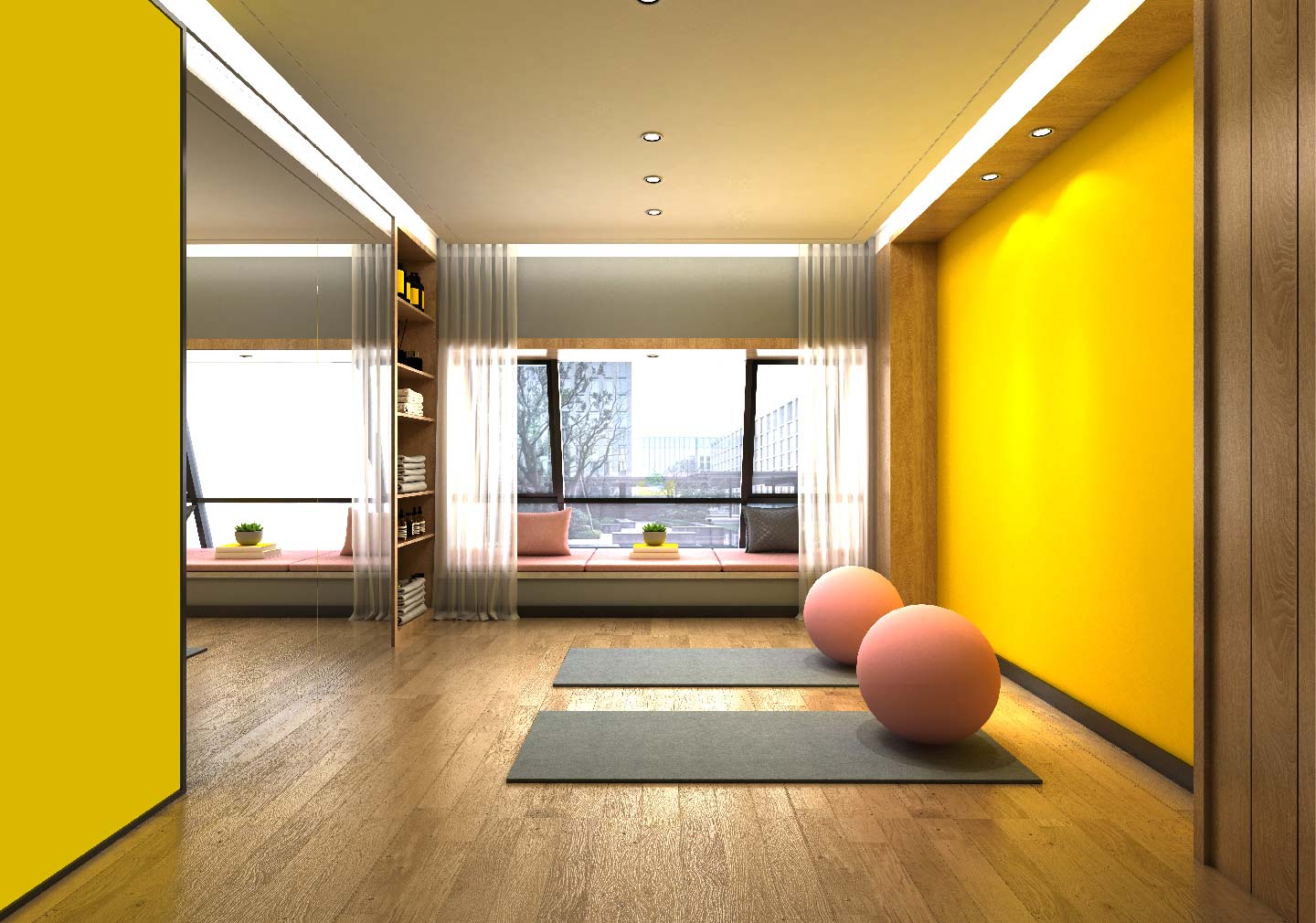 home gym ideas - gym ball and yoga mat