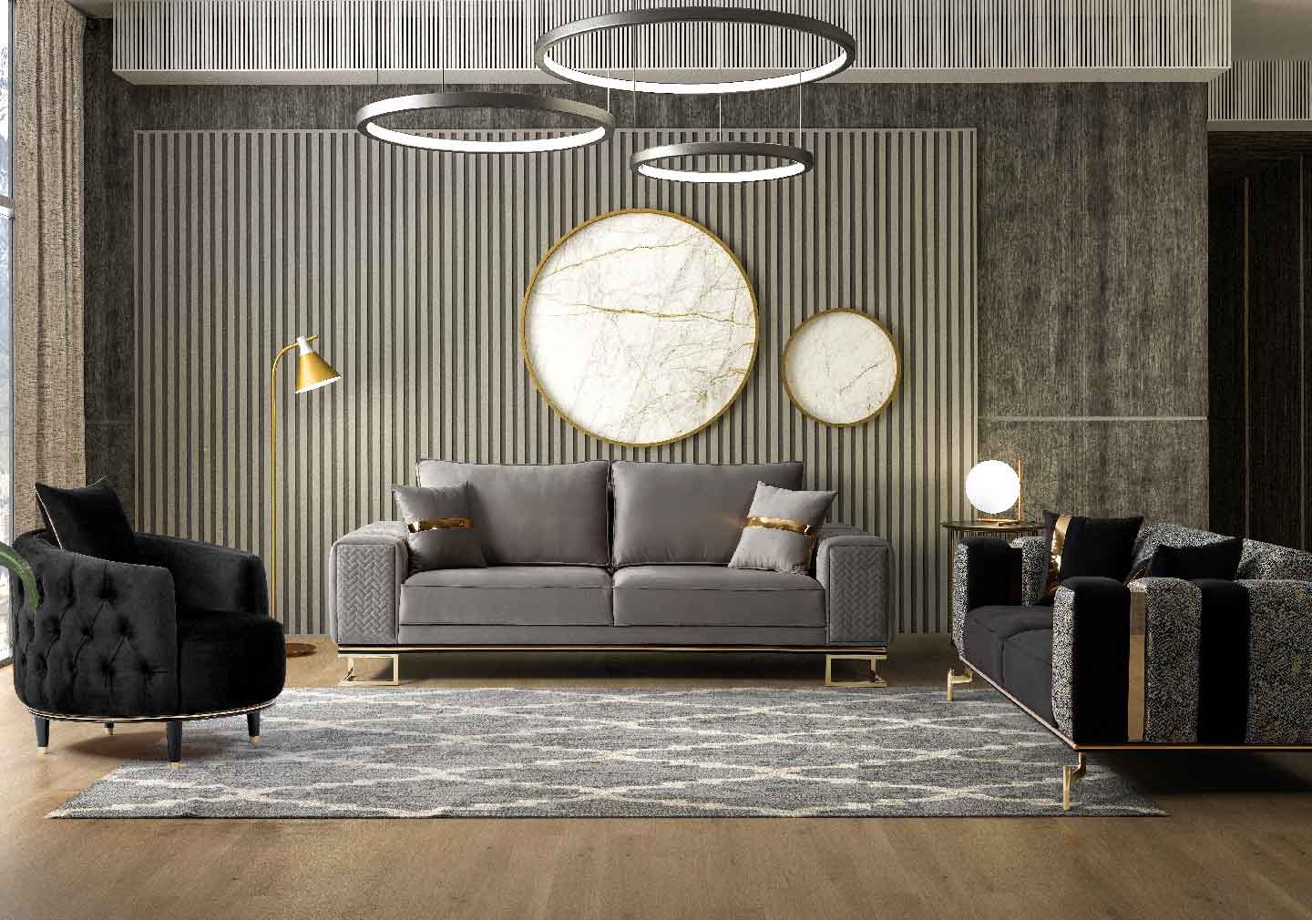 2BHK home interior design for living room with sofa