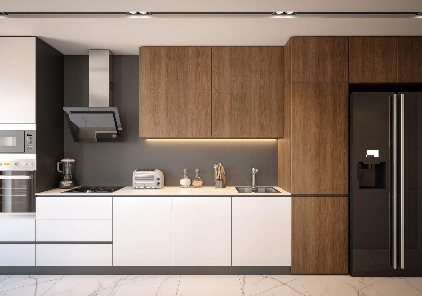 Latest modular kitchen interior design with wooden cabinets