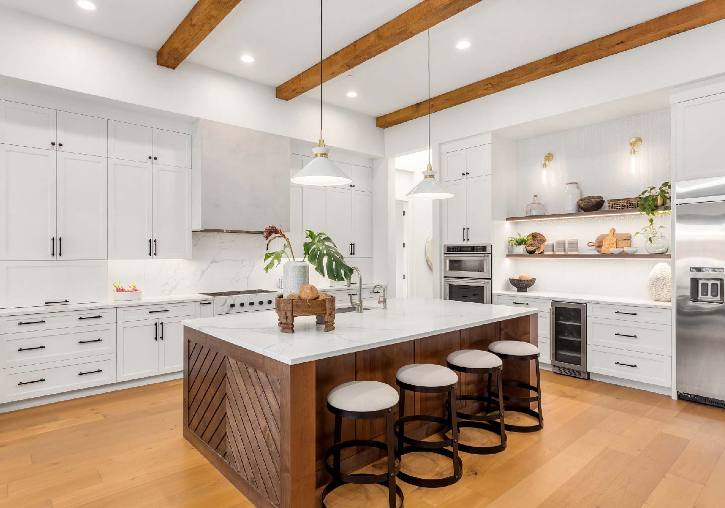 Kitchen interior designs - add floating shelves