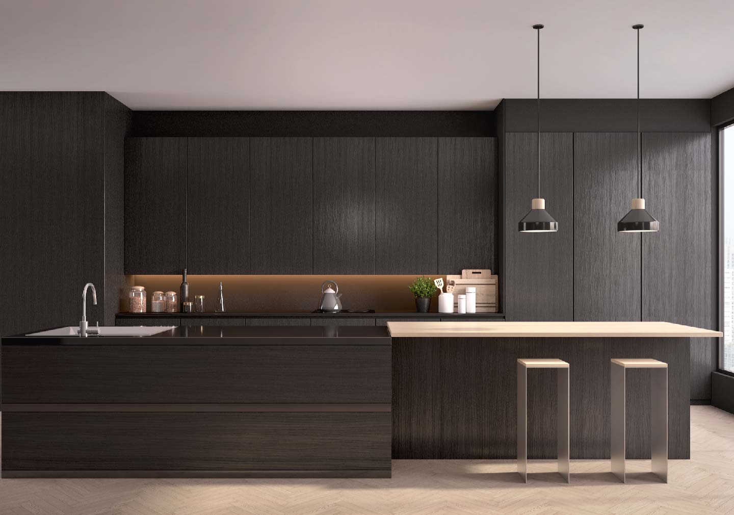 dark theme modern kitchen interior designs