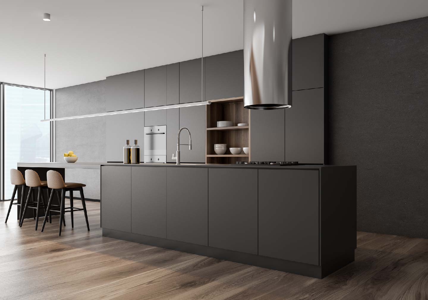 dark theme kitchen interior design