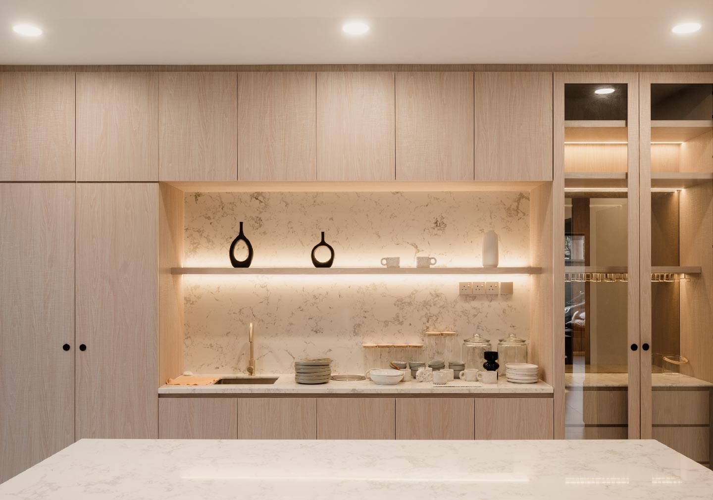 wooden texture kitchen interior design