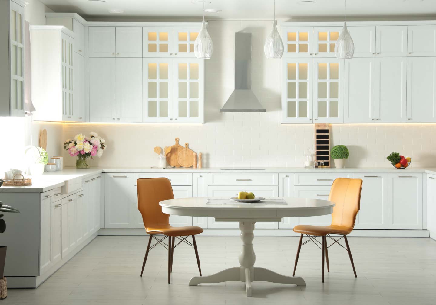 Interior Design Checklist - kitchen interior design with 2 chair and a round table