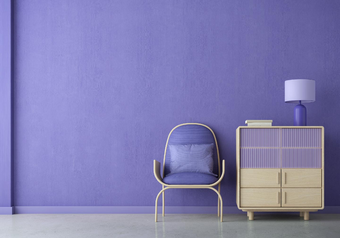 purple chair with purple base wall