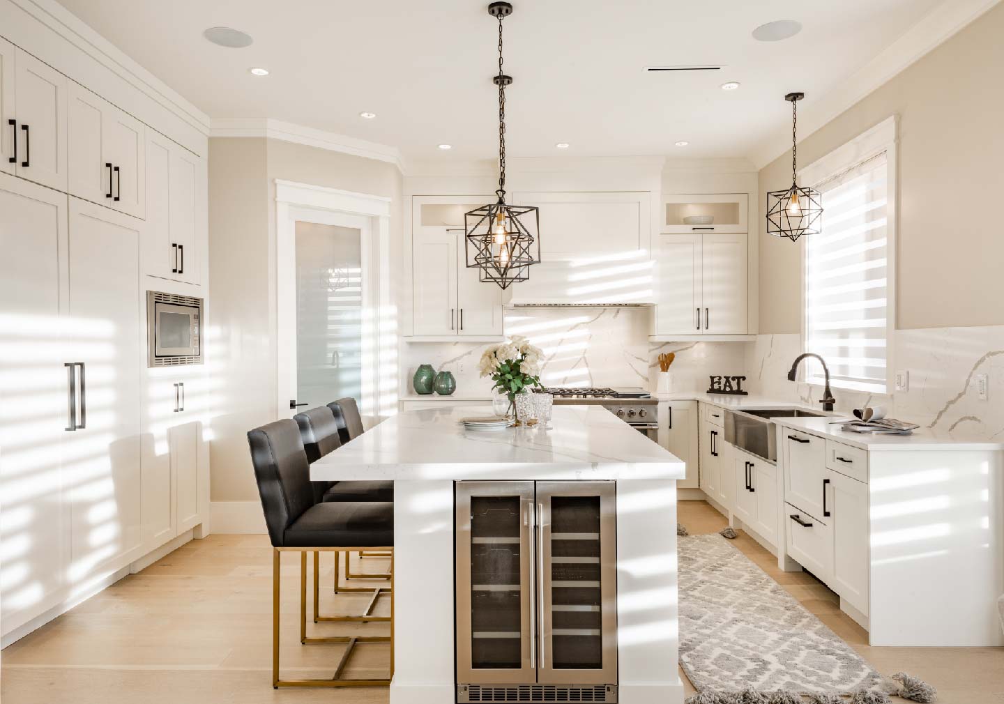 white kitchen hardware interiors