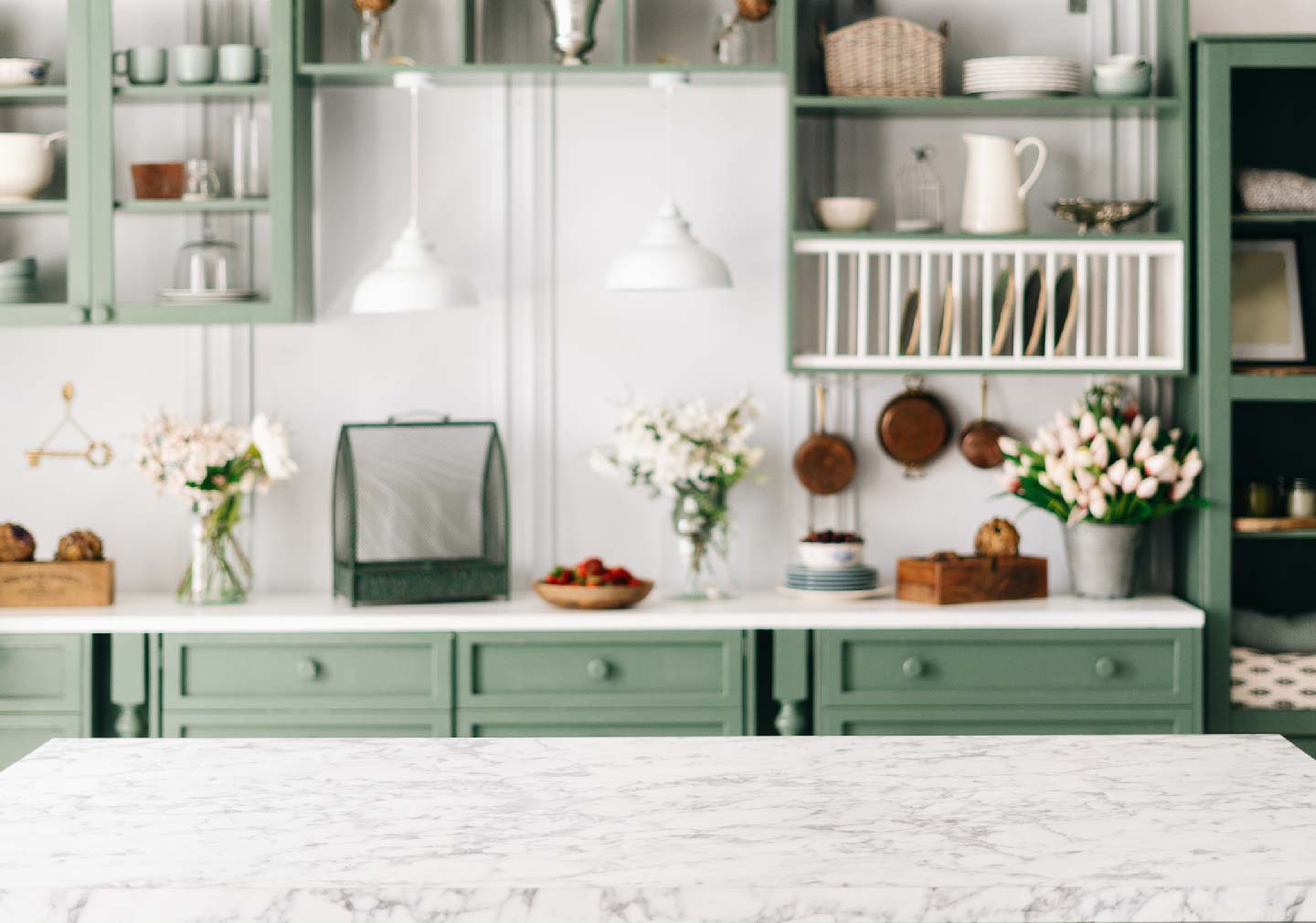 kitchen interior - non metal hardware