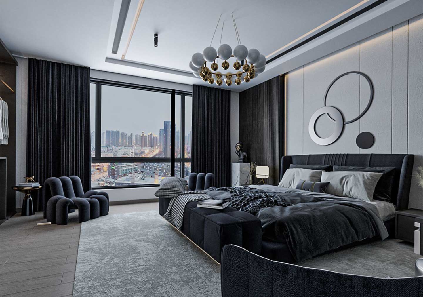 Modern contemporary master bed room interior designs 