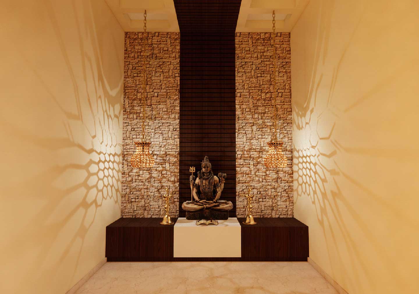 Lighting and Illumination for pooja room interior designs