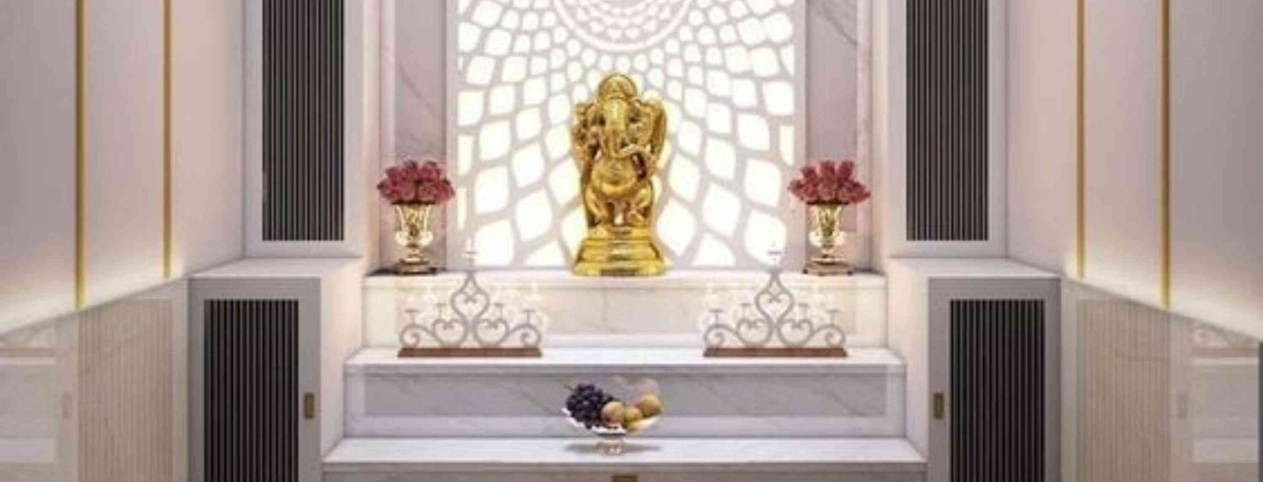 Harmonious Fusion: Wooden and Marble Pooja Room Designs [2023]