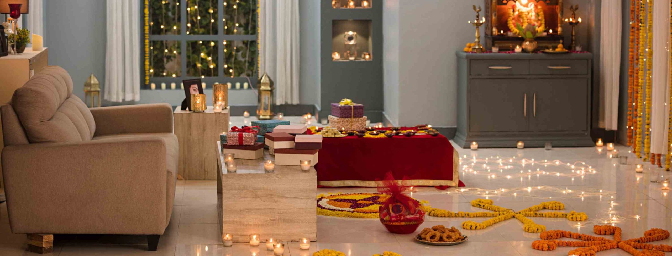 Navratri Chic : Stylish Home Interiors Illuminated by 9 Festive Colours