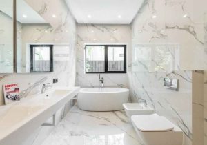 Reflective bathroom tiles