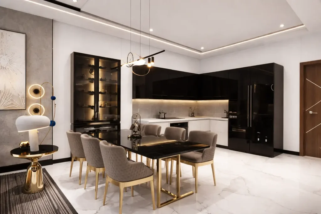 Master bedroom interior design in a 3 BHK home with wardrobe storage, bedside lighting, neutral colour palette and comfortable bed placement