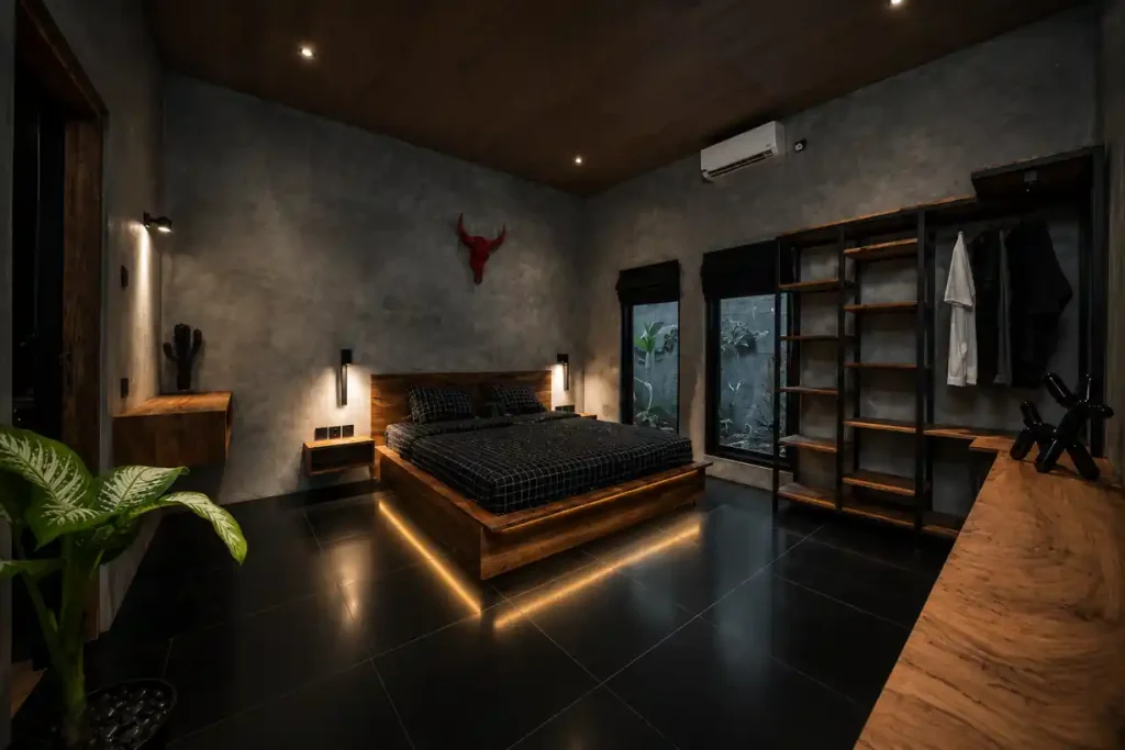 Industrial luxury bedroom